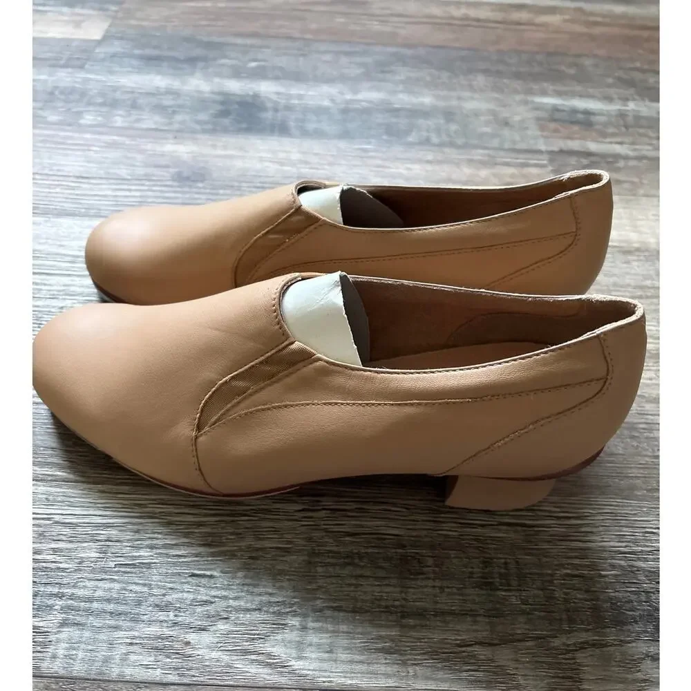 Bloch Shockwave #2 Tap Shoes Dance Beige Nude Size 9 Medium Slip On New - Picture 3 of 6